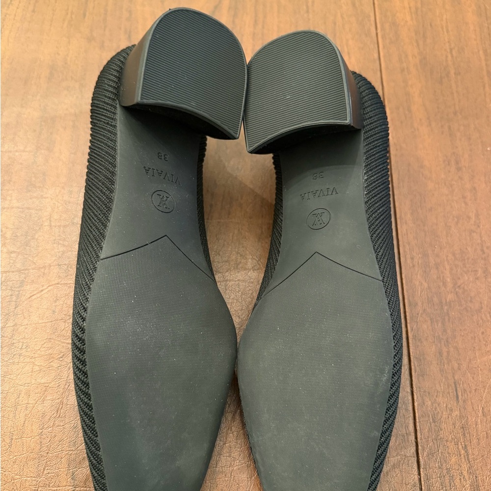 Vivaia Square-Toe Margot Chunky Heels Black Knit Pumps EU38(7-7.5) - Picture 4 of 4